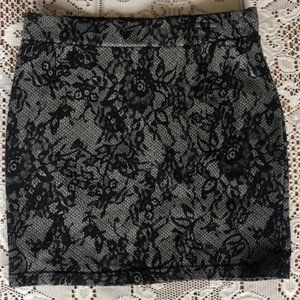 Black & Gray Floral Mini Skirt